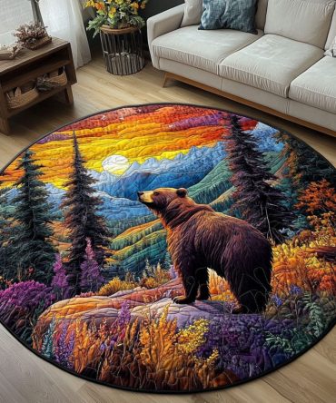 Wild Bear Sunset Quilted Round Mat