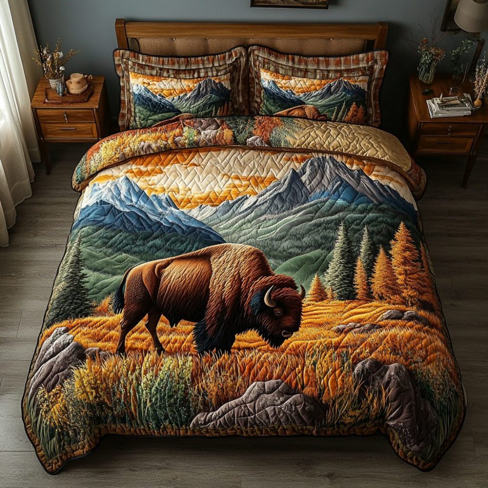Wild Bison 3-Piece Quilted Bedding Set