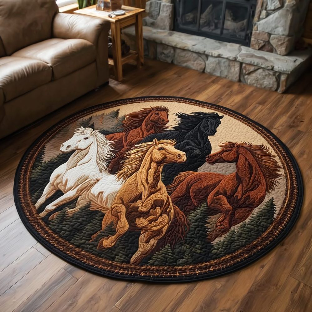 Wild Horse Quilted Round Mat