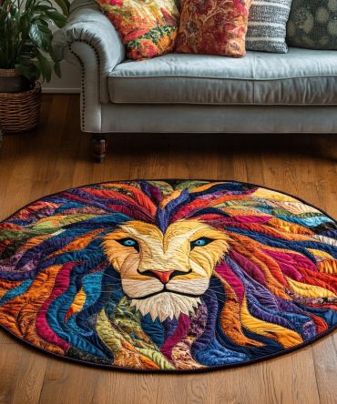 Wild Lion Quilted Round Mat