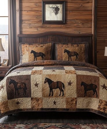 Wild Mustang 3-Piece Quilted Bedding Set