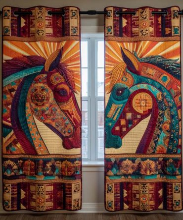 Wild Mustang Prairie Quilted Curtains