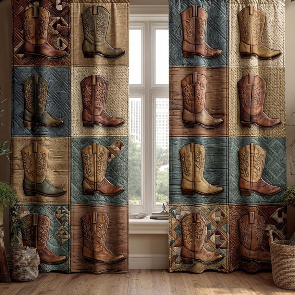Wild West Boot Row Quilted Curtains