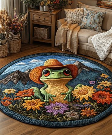 Wild West Frog Quilted Round Mat