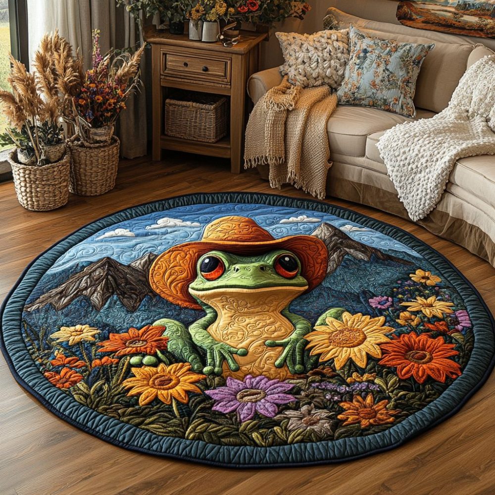 Wild West Frog Quilted Round Mat