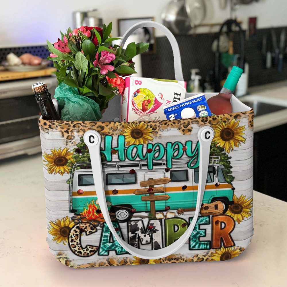 Happy Camper Tote Bag – Vibrant Sunflower & Rv Design For Outdoor Enthusiasts - Image 4