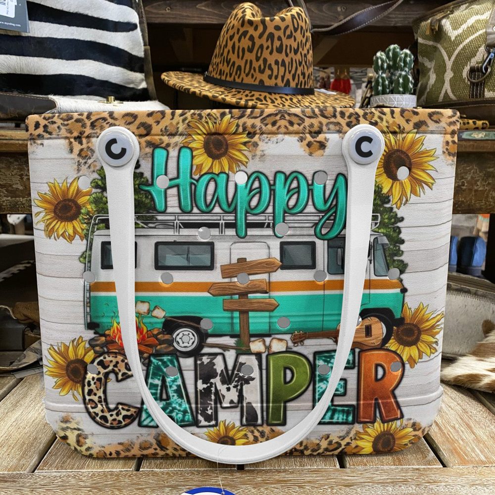 Happy Camper Tote Bag – Vibrant Sunflower & Rv Design For Outdoor Enthusiasts - Image 6
