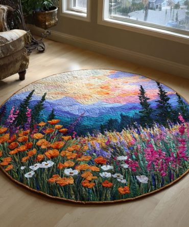 Wildflower Dawn Quilted Round Mat
