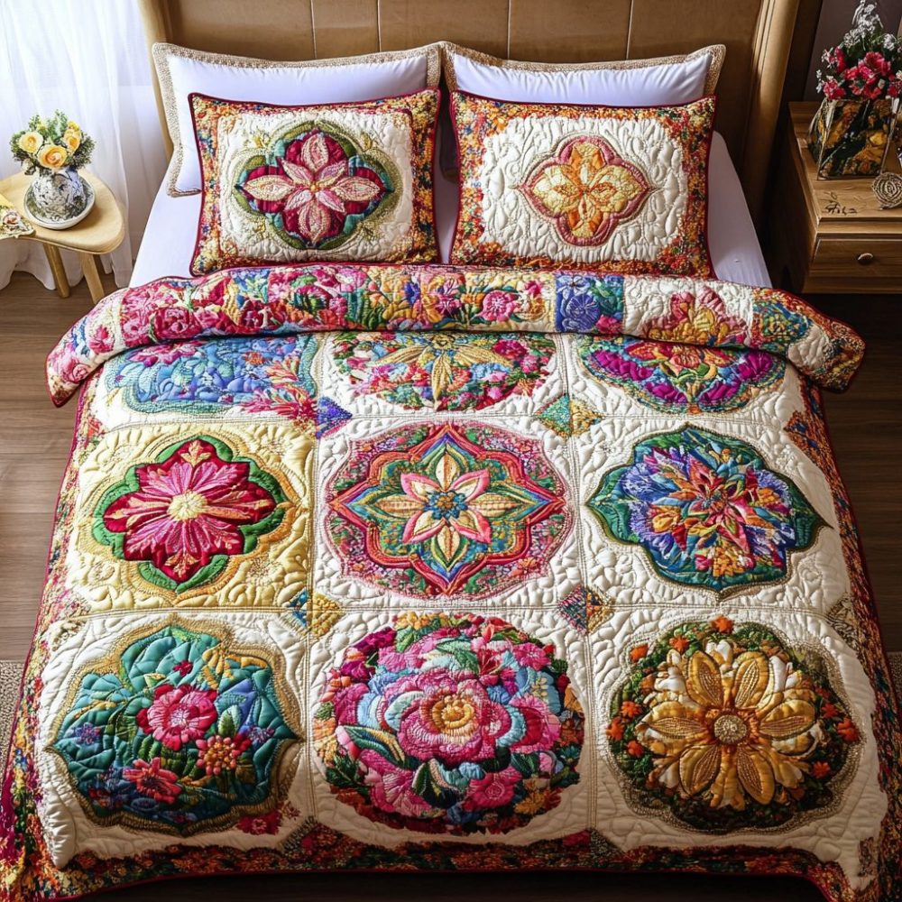 Wildflower Glow 3-Piece Quilted Bedding Set