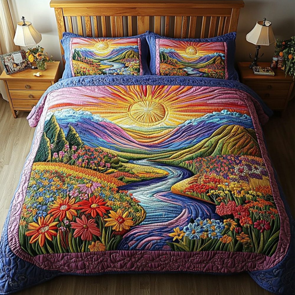 Wildflower Haven 3-Piece Quilted Bedding Set