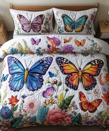 Winged Whispers 3-Piece Quilted Bedding Set