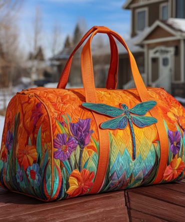 Wings And Wildflowers Quilted Duffle Bag
