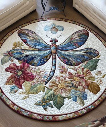 Wings In Bloom Quilted Round Mat