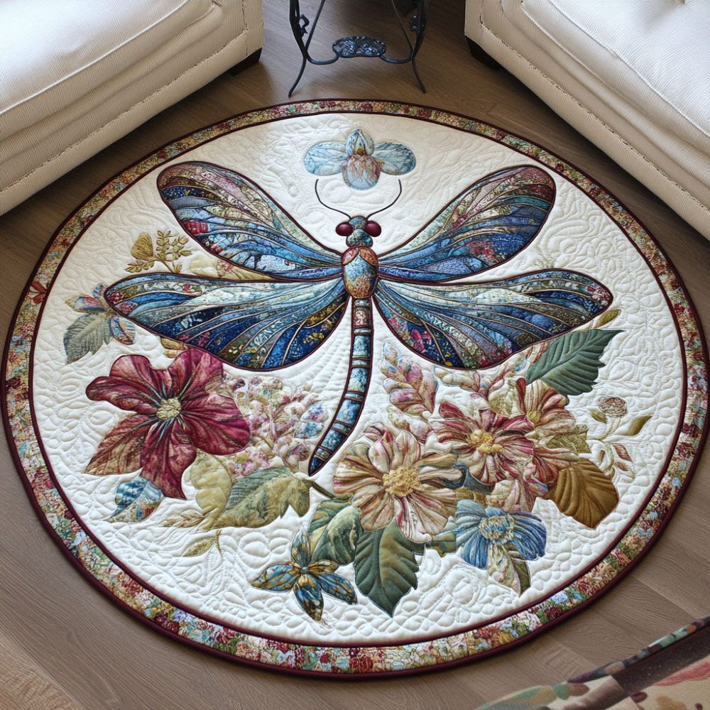 Wings In Bloom Quilted Round Mat