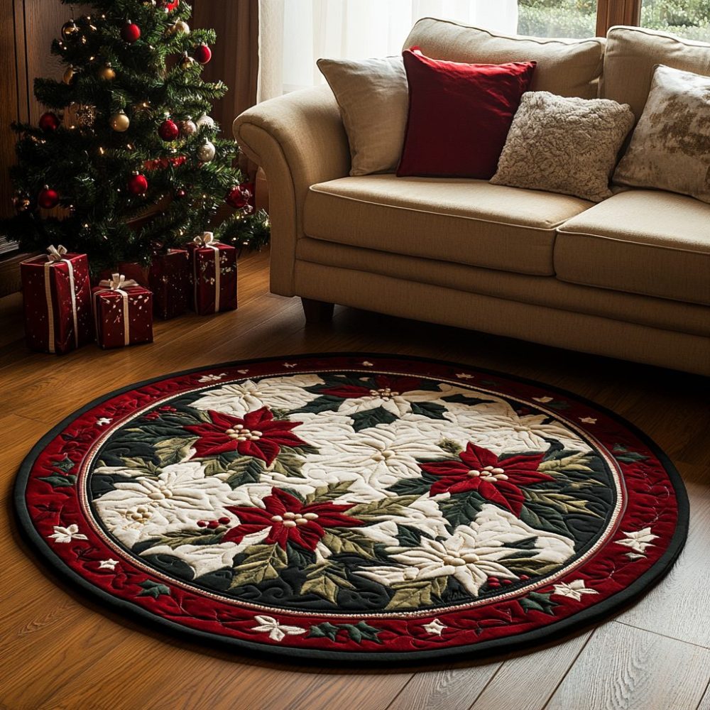 Winter Blossom Quilted Round Mat