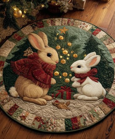 Winter Bunnies Quilted Round Mat