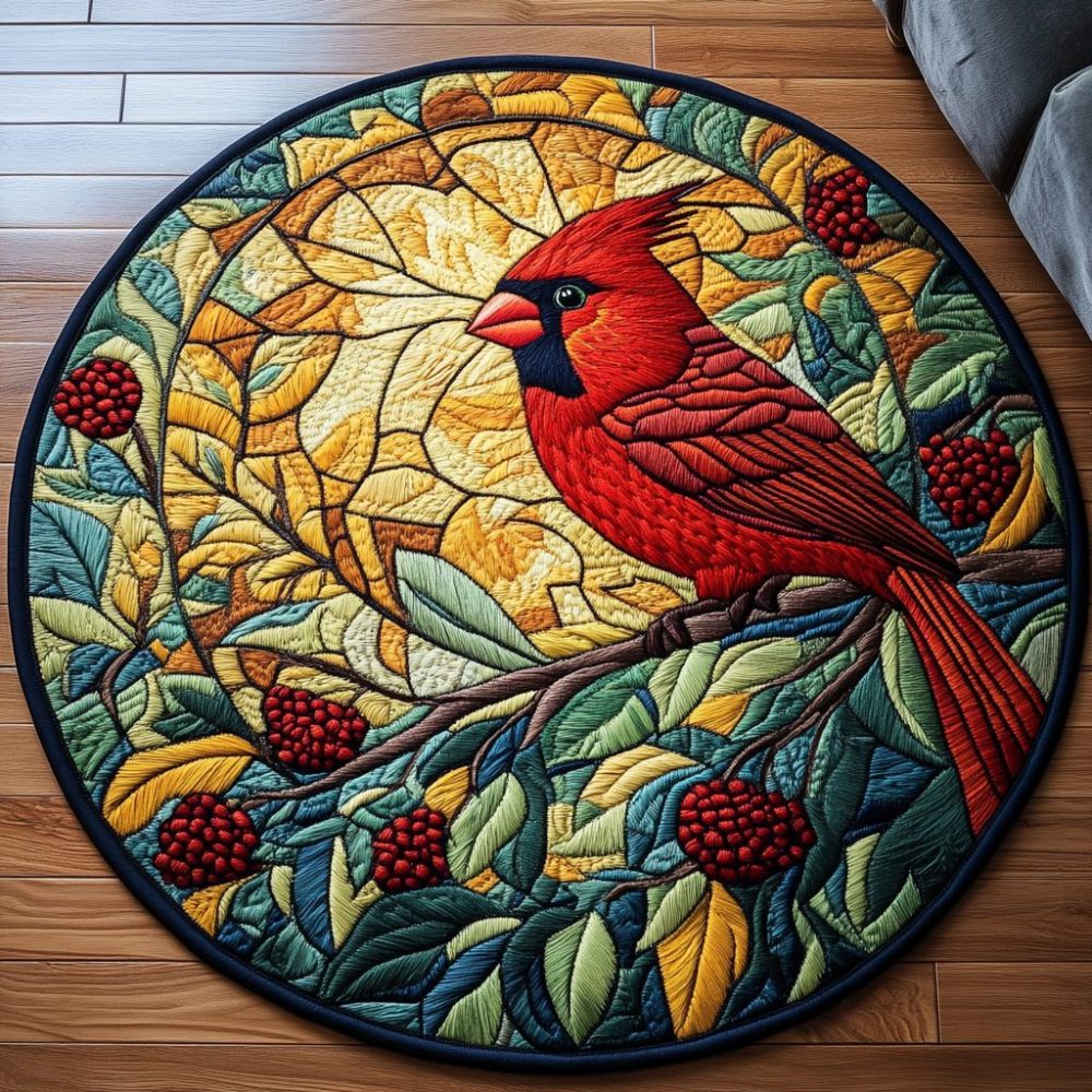 Winter Cardinal Bliss Quilted Round Mat