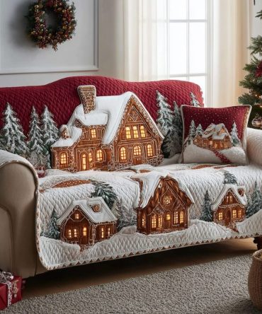 Winter Cottage Quilted Sofa Cover