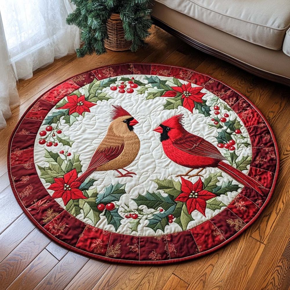 Winter Crimson Guard Quilted Round Mat