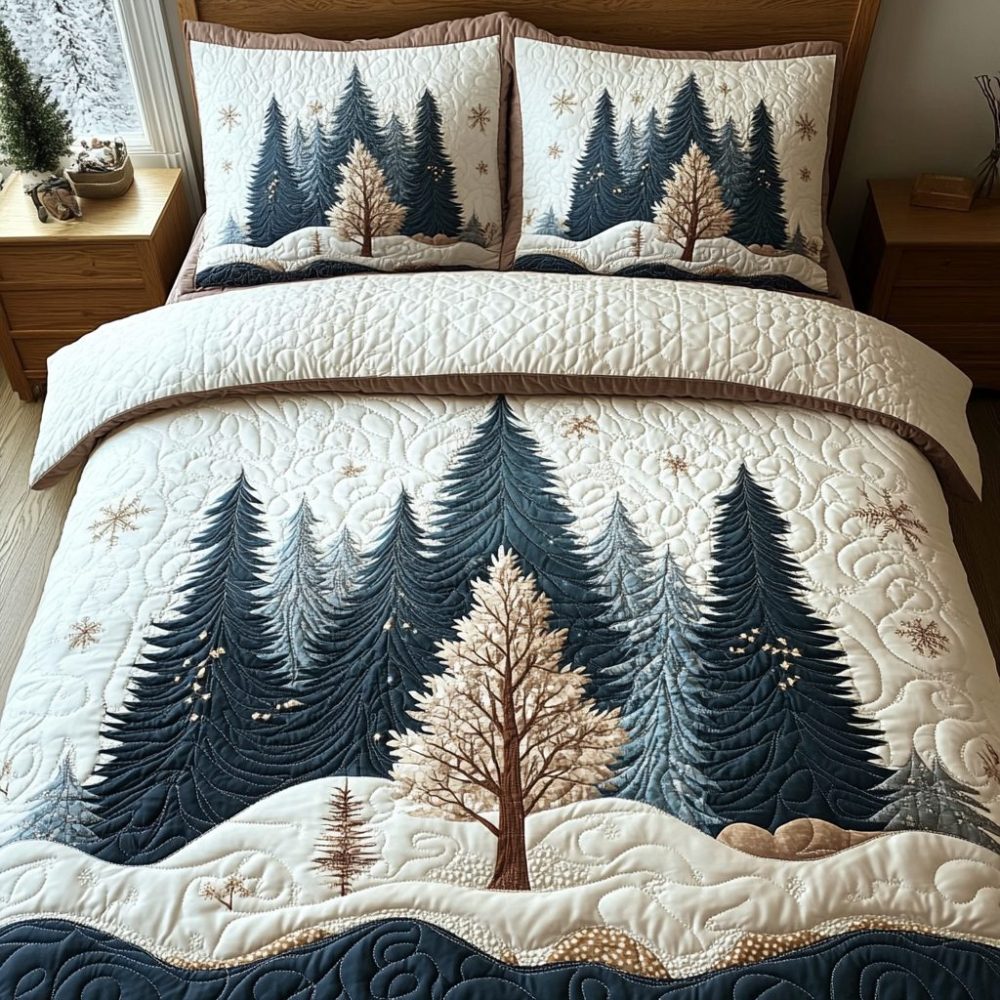 Winter Forest Escape 3-Piece Quilted Bedding Set