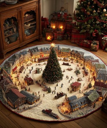 Winter Glow Night Quilted Round Mat