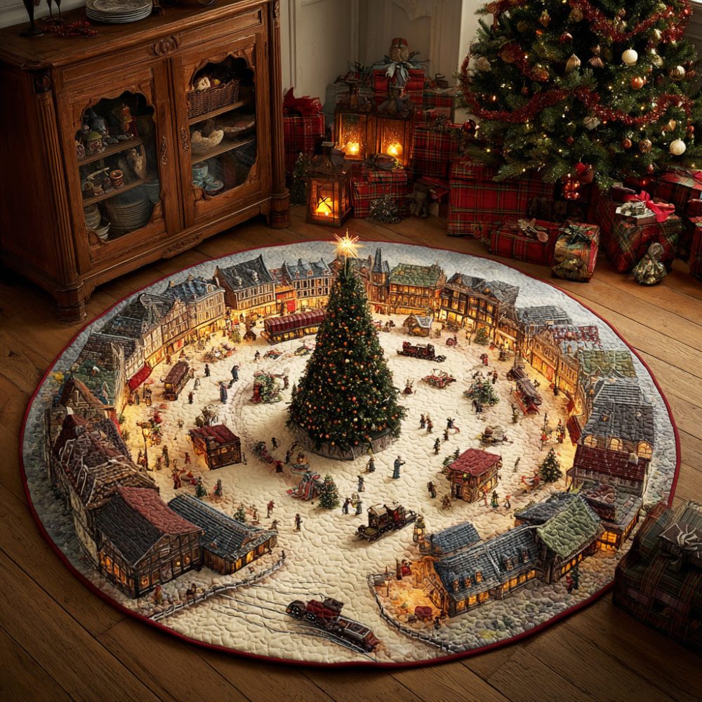 Winter Glow Night Quilted Round Mat