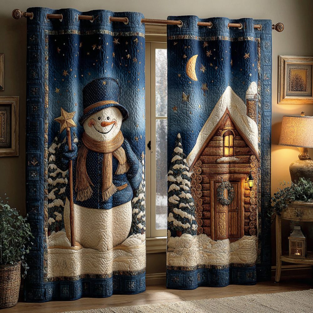 Winter Glow Snowman Quilted Curtains