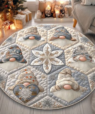 Winter Gnome Quilted Round Mat