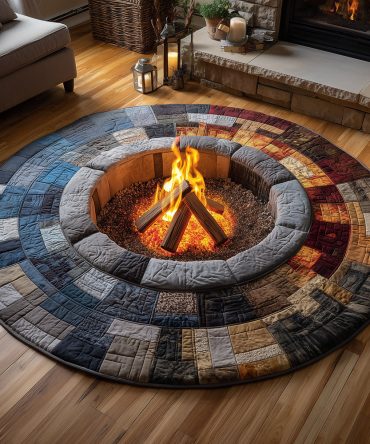 Winter Hearth Quilted Round Mat