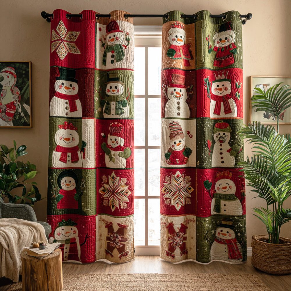 Winter Joy Snowman Quilted Curtains