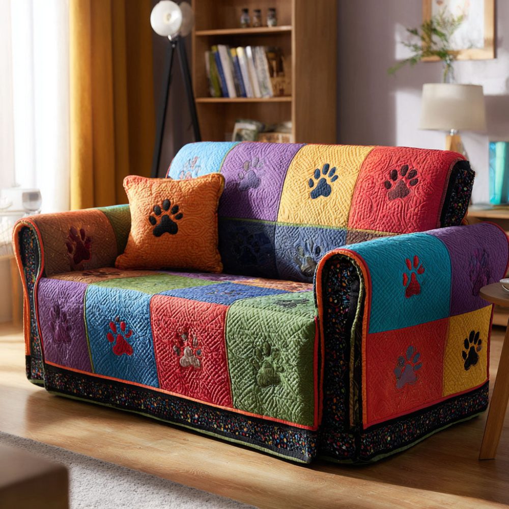 Winter Paw Comforter Quilted Sofa Cover