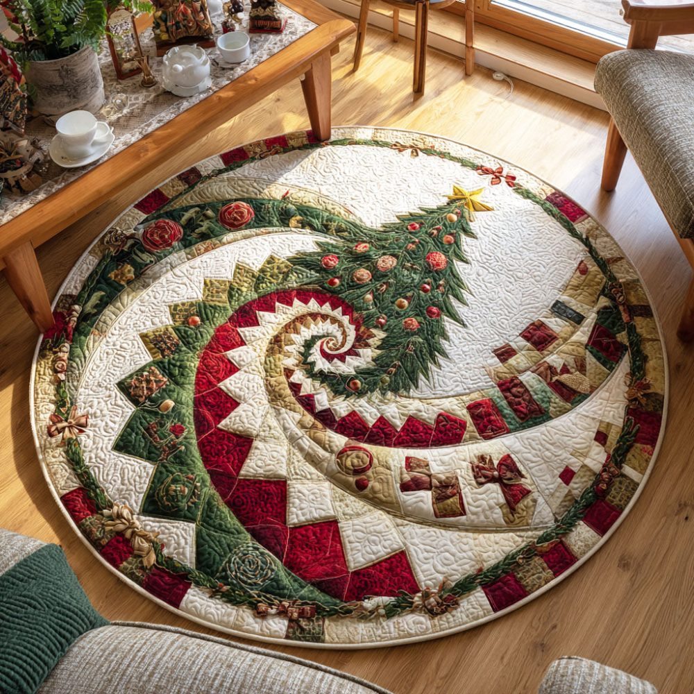 Winter Pine Quilted Round Mat