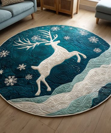 Winter Reindeer Quilted Round Mat