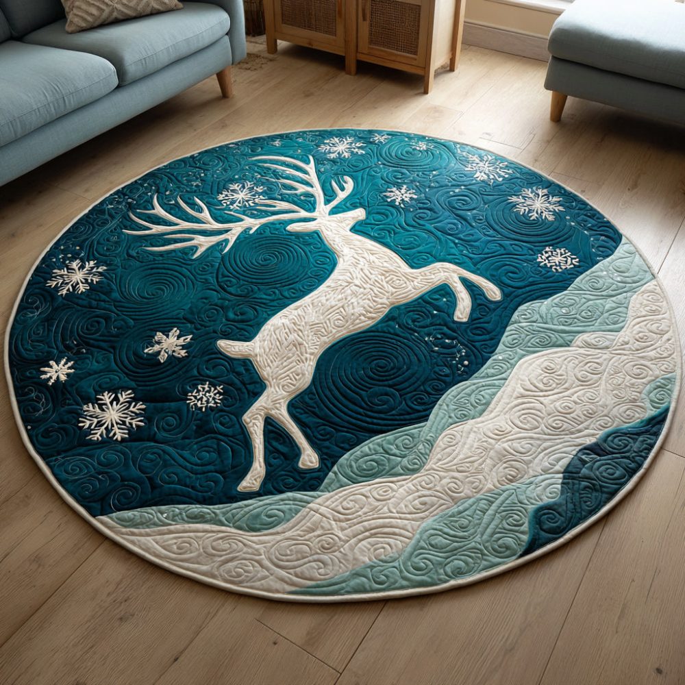Winter Reindeer Quilted Round Mat