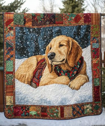 Winter Retriever Quilted Blanket
