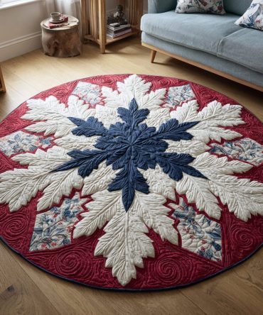 Winter Snowflake Tapestry Quilted Round Mat