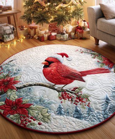 Winter Songbird Quilted Round Mat