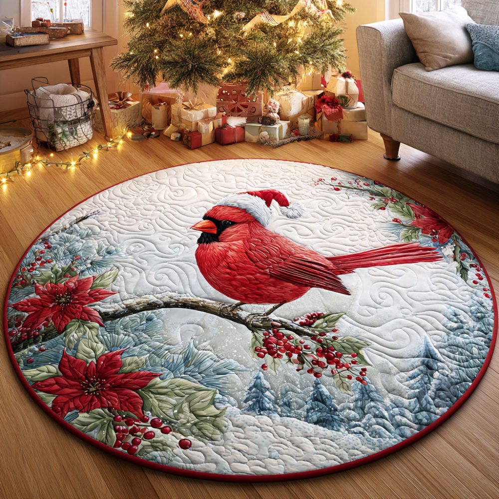 Winter Songbird Quilted Round Mat
