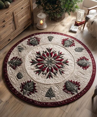 Winter Spruce Quilted Round Mat