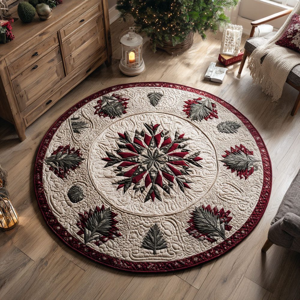 Winter Spruce Quilted Round Mat