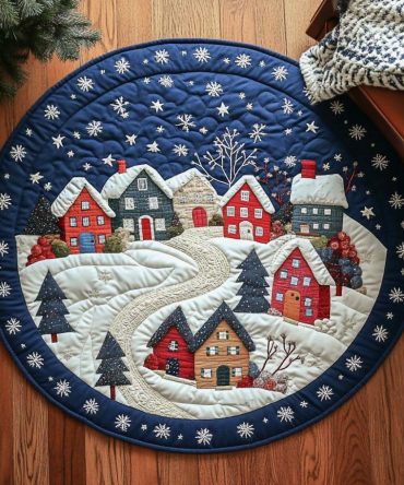 Winter Stag Haven Quilted Round Mat