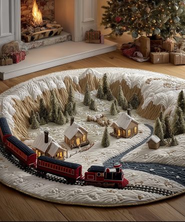 Winter Station Quilted Round Mat