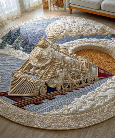 Winter Steam Ride Quilted Round Mat
