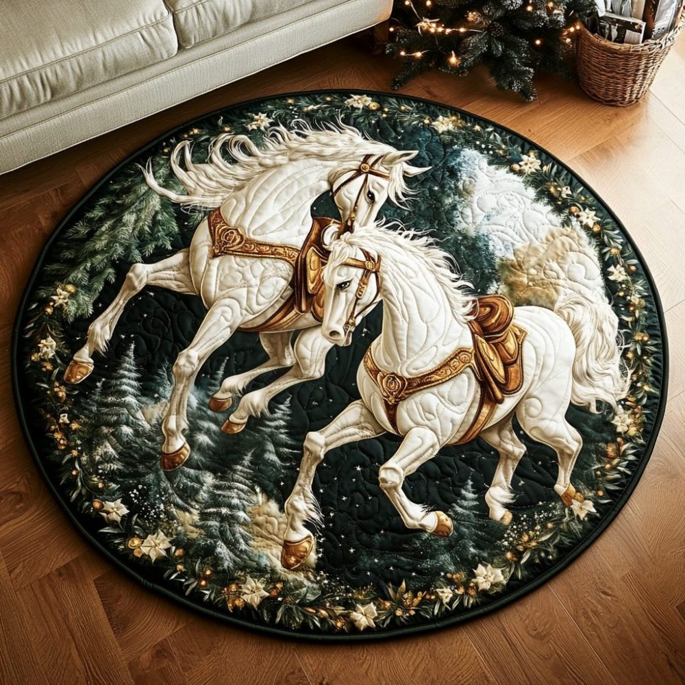 Winter Trot Quilted Round Mat