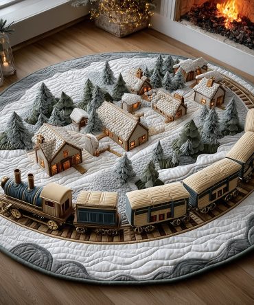 Winter Village Quilted Round Mat