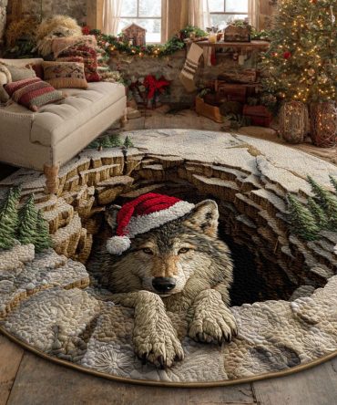 Winter Wolf Light Quilted Round Mat