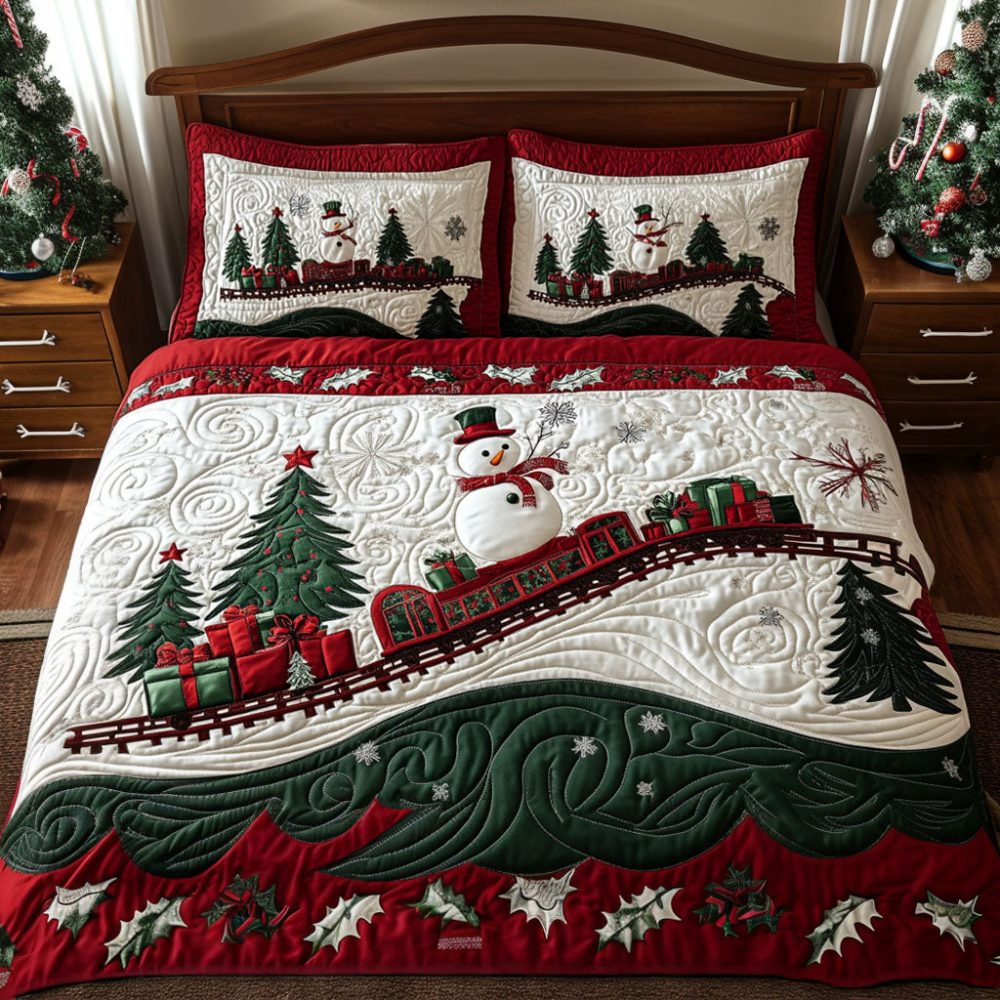 Winter Wonderland Tracks 3-Piece Quilted Bedding Set