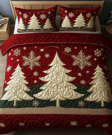 Winter Wonderland Trees 3-Piece Quilted Bedding Set