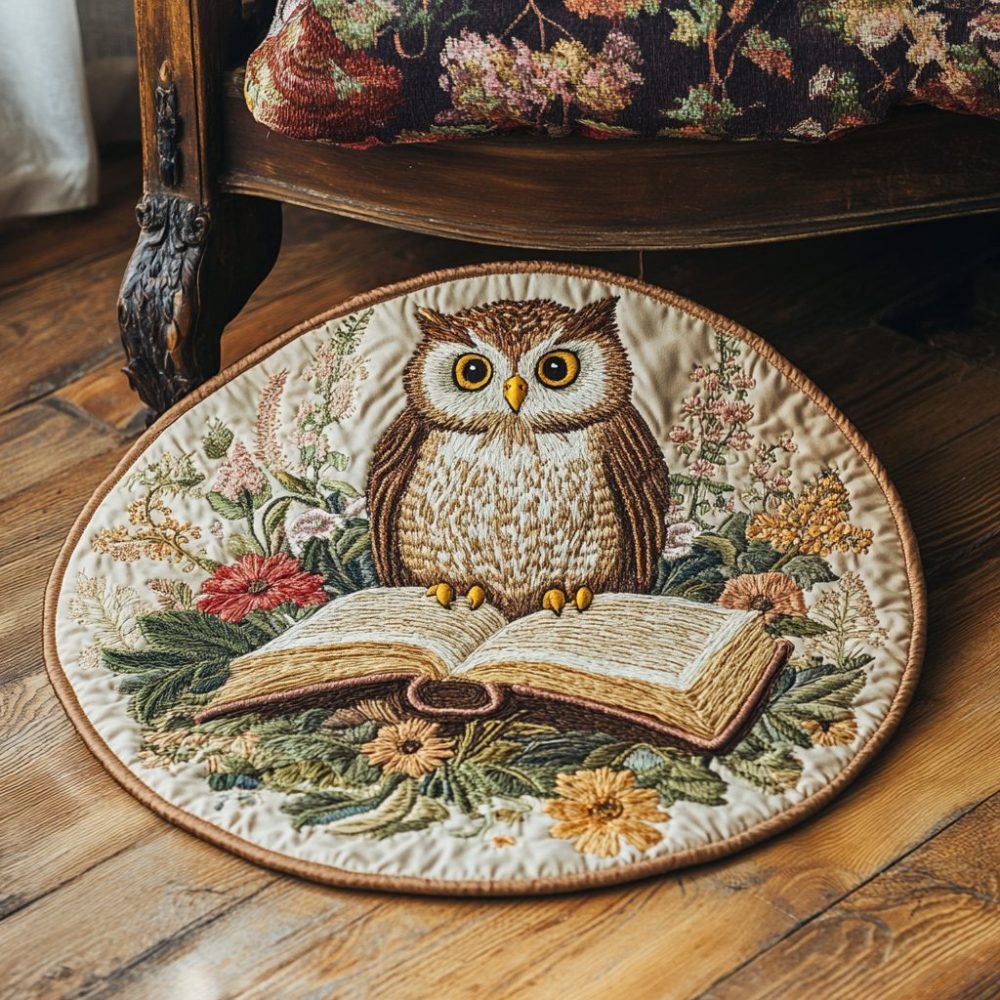 Wise Owl Quilted Round Mat