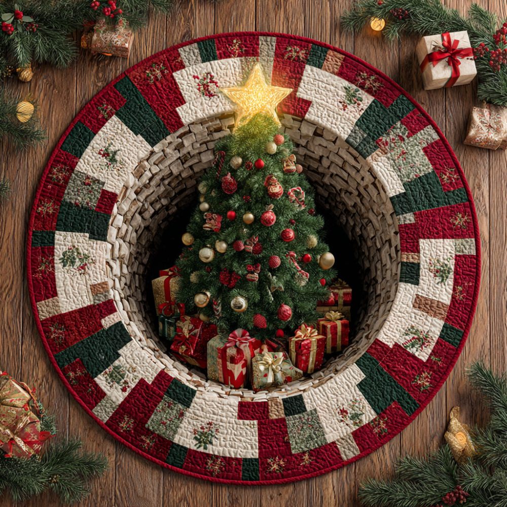 Wishes Christmas Tree Quilted Round Mat